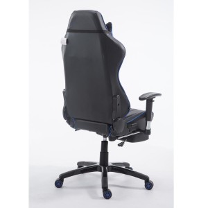 Silla gaming TURBO con reposapiés, reclinable, con cojines, en piel color negro/blanco