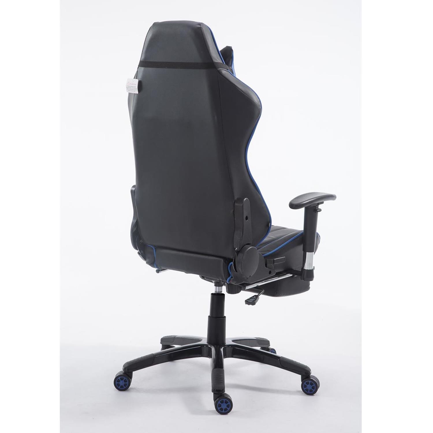 Silla Gaming TURBO con Reposapiés, Respaldo Reclinable, Cojines Lumbar y Cervical, En Piel Negro/Blanco