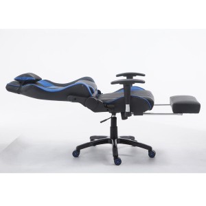 Silla gaming TURBO con reposapiés, reclinable, con cojines, en piel color negro/blanco
