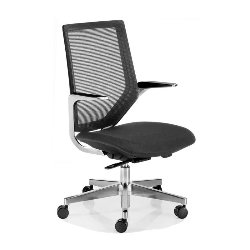 Sillón de diseño FLORIAN, en aluminio cromado, color negro