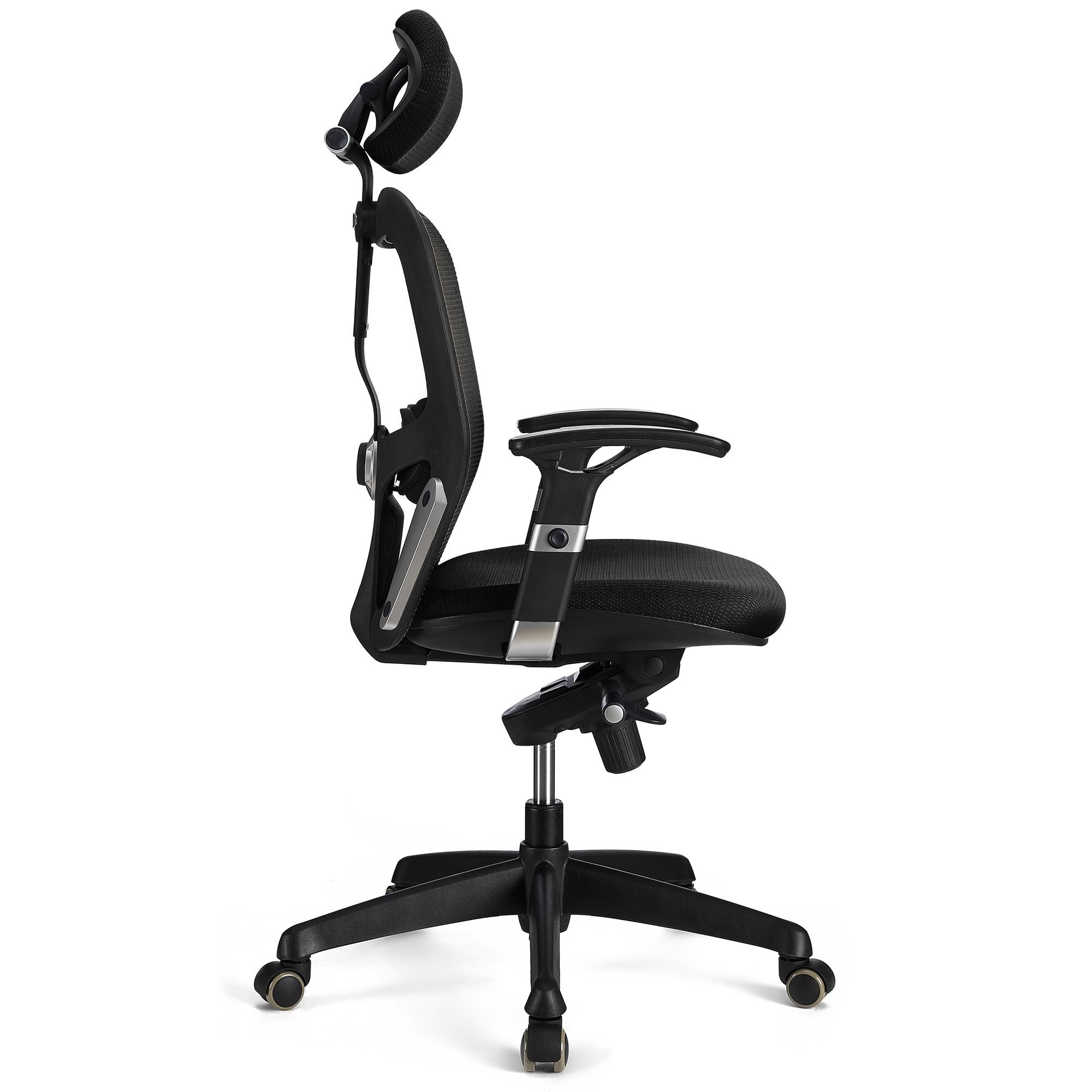 Silla Ergonómica FELIX PRO, Soporte Lumbar Ajustable, Adaptada uso 8h, En Negro