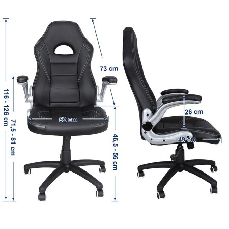 Silla de oficina DANTE, gran acolchado, en piel negra