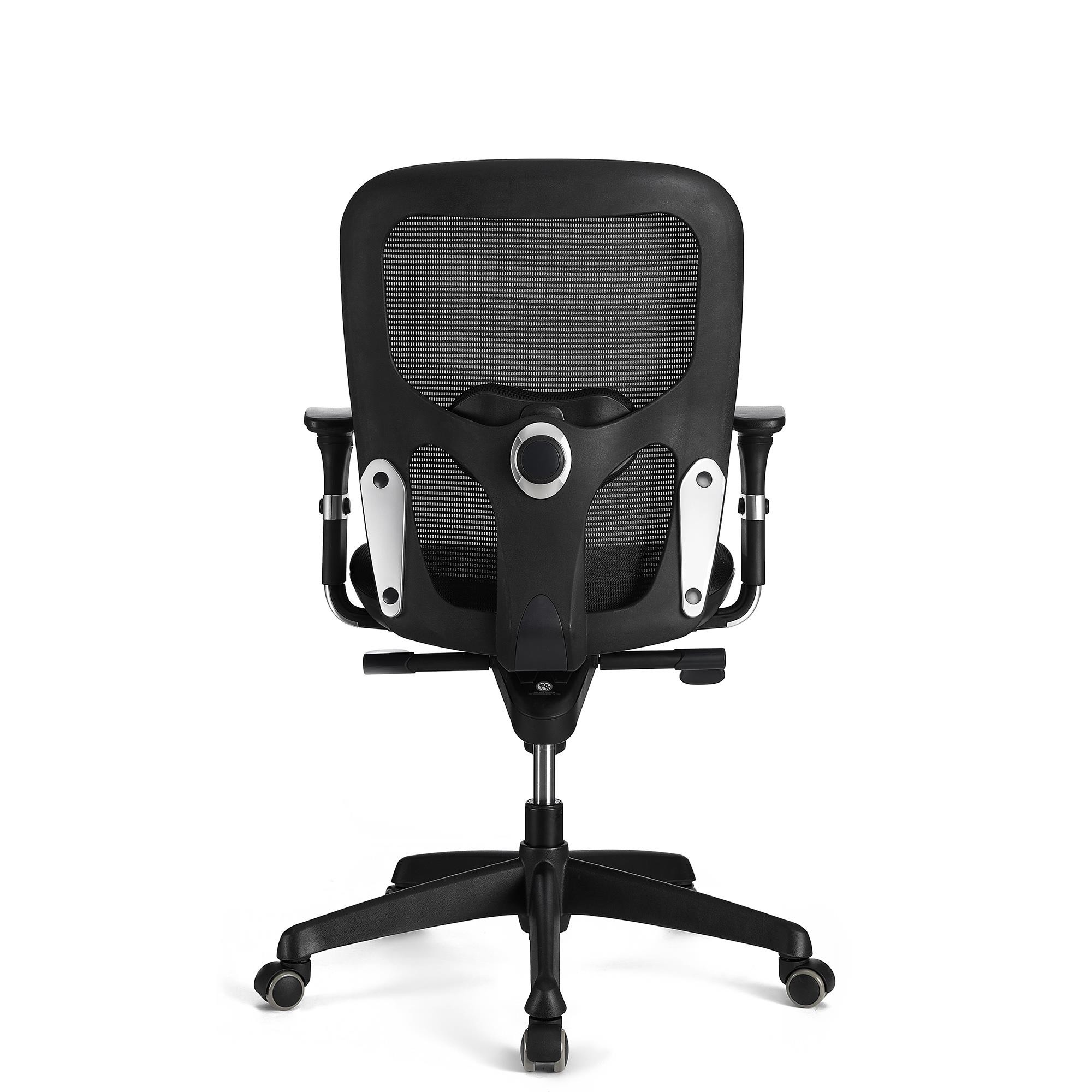 Silla Ergonómica FELIX, Soporte Lumbar Ajustable, Adaptada uso 8h, En Negro