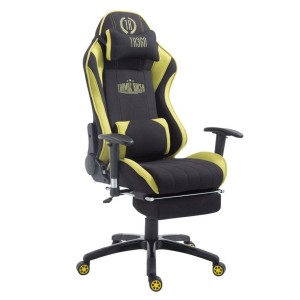 Silla gaming TURBO TELA con reposapiés, reclinable, con cojines, en color negro/amarillo