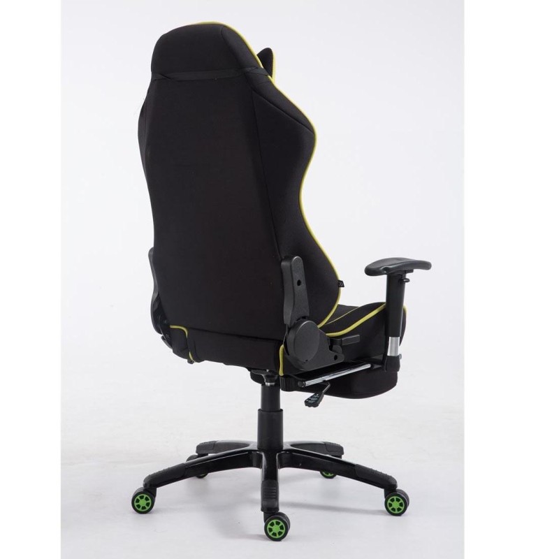 Silla gaming TURBO TELA con reposapiés, reclinable, con cojines, en color negro/amarillo