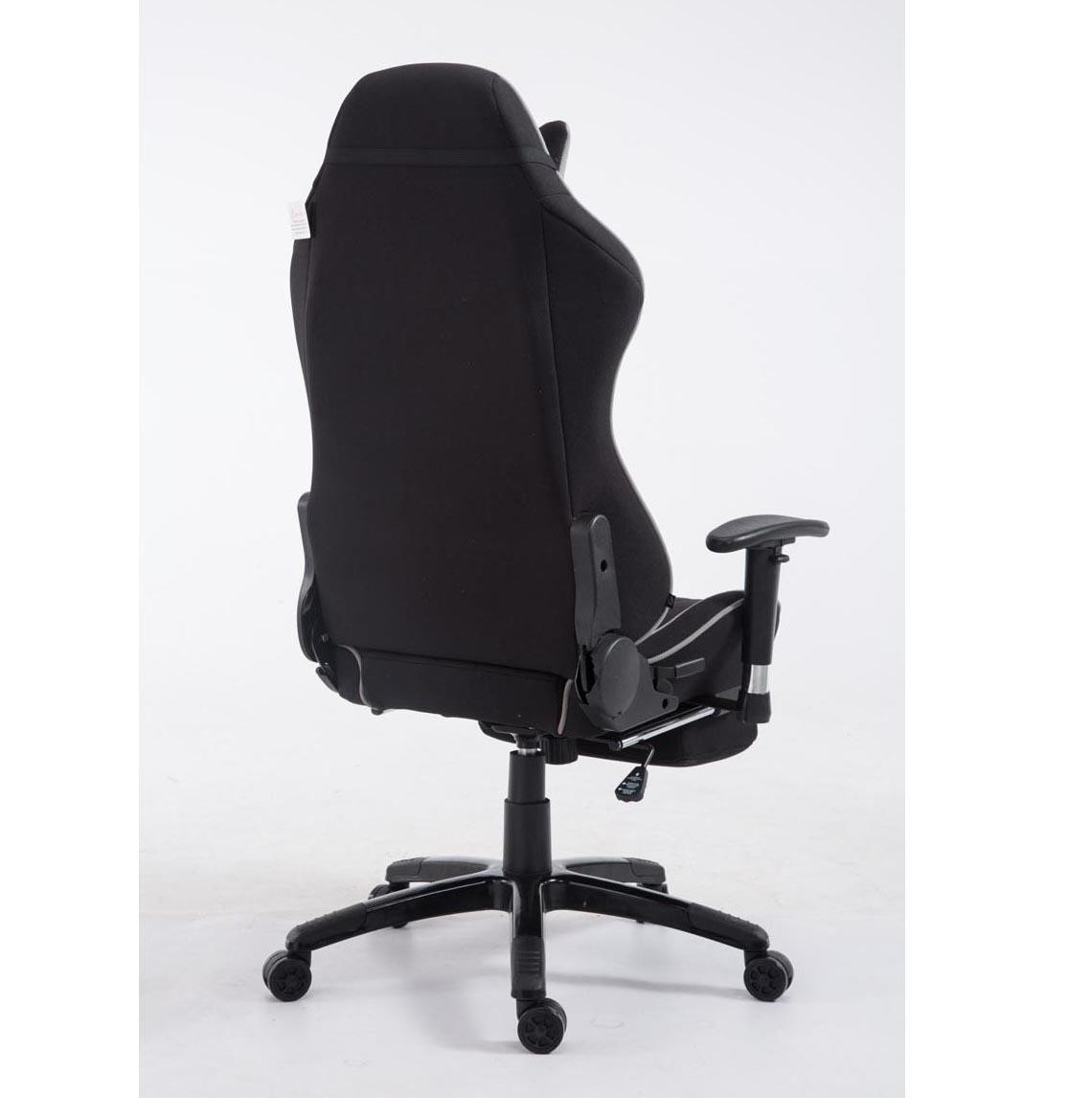 Silla Gaming TURBO TELA con Reposapiés, Respaldo Reclinable, Cojines Lumbar y Cervical, En Negro/Amarillo