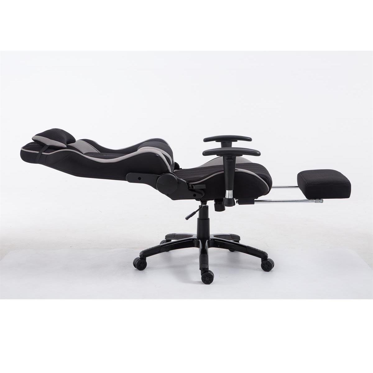 Silla Gaming TURBO TELA con Reposapiés, Respaldo Reclinable, Cojines Lumbar y Cervical, En Negro/Amarillo