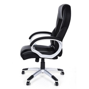 Silla de oficina DYLAN, gran acolchado, en malla transpirable y piel negra