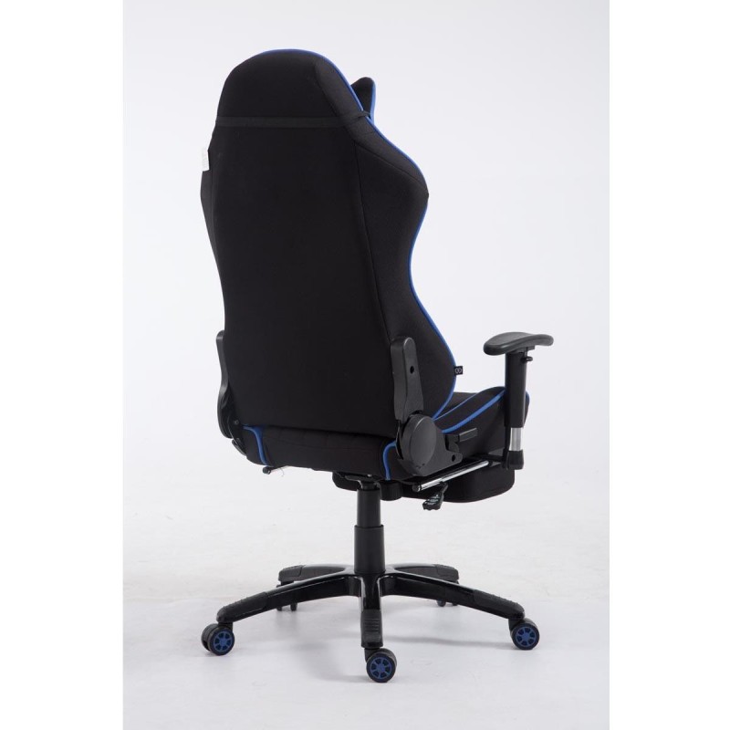 Silla gaming TURBO TELA con reposapiés, reclinable, con cojines, en color negro/amarillo