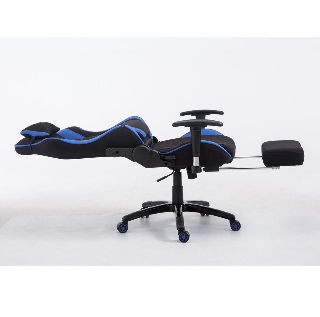 Silla Gaming TURBO TELA con Reposapiés, Respaldo Reclinable, Cojines Lumbar y Cervical, En Negro/Amarillo