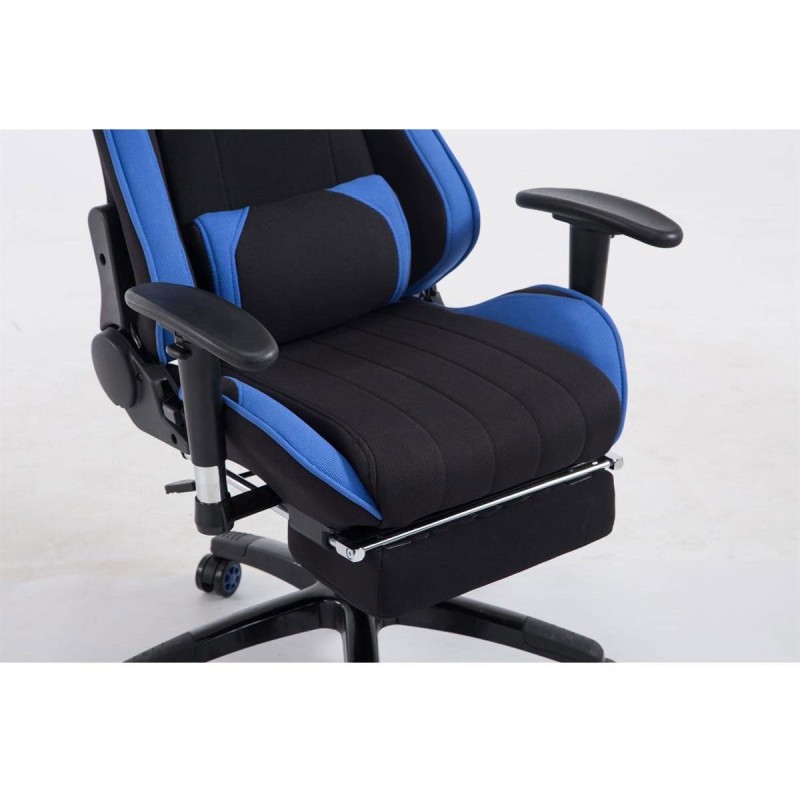 Silla gaming TURBO TELA con reposapiés, reclinable, con cojines, en color negro/amarillo
