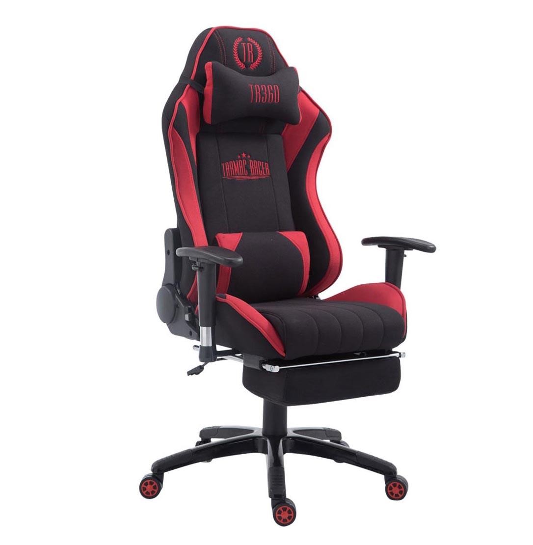Silla Gaming TURBO TELA con Reposapiés, Respaldo Reclinable, Cojines Lumbar y Cervical, En Negro/Amarillo