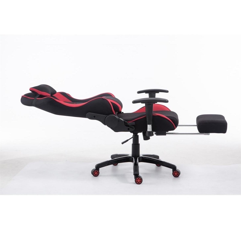 Silla gaming TURBO TELA con reposapiés, reclinable, con cojines, en color negro/amarillo