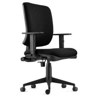 Silla Ergonómica DIEGO, grueso acolchado, tela negra