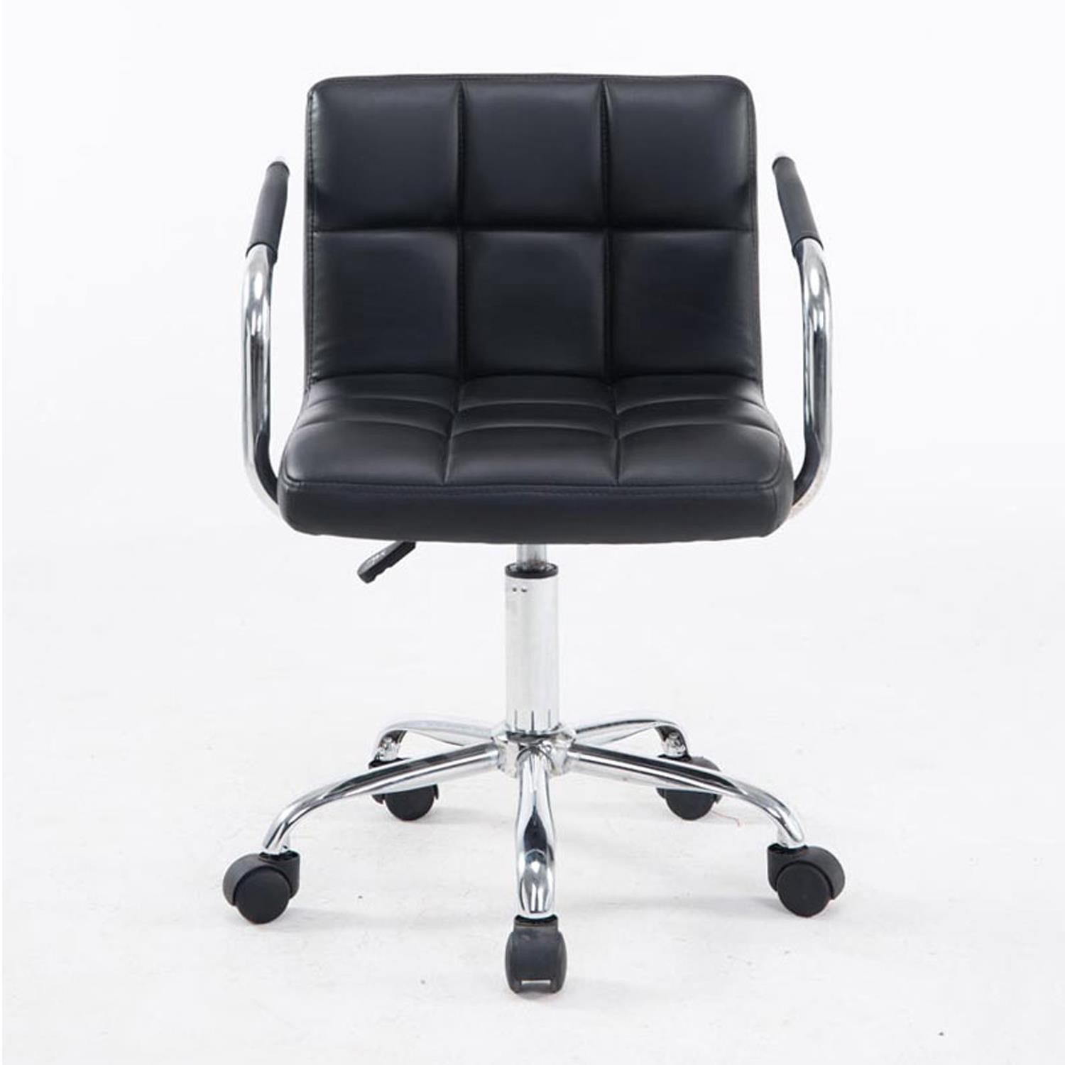 Silla de Oficina BETTY, Gran Acolchado, Estructura Metálica, en Piel color Negro