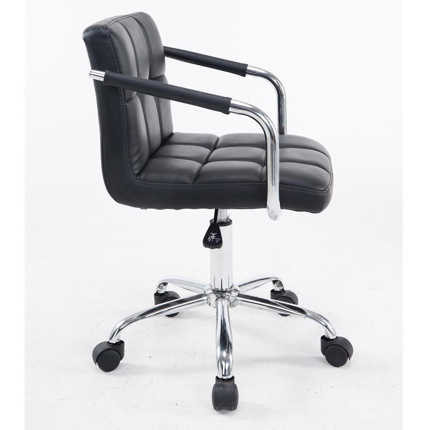 Silla de Oficina BETTY, Gran Acolchado, Estructura Metálica, en Piel color Negro