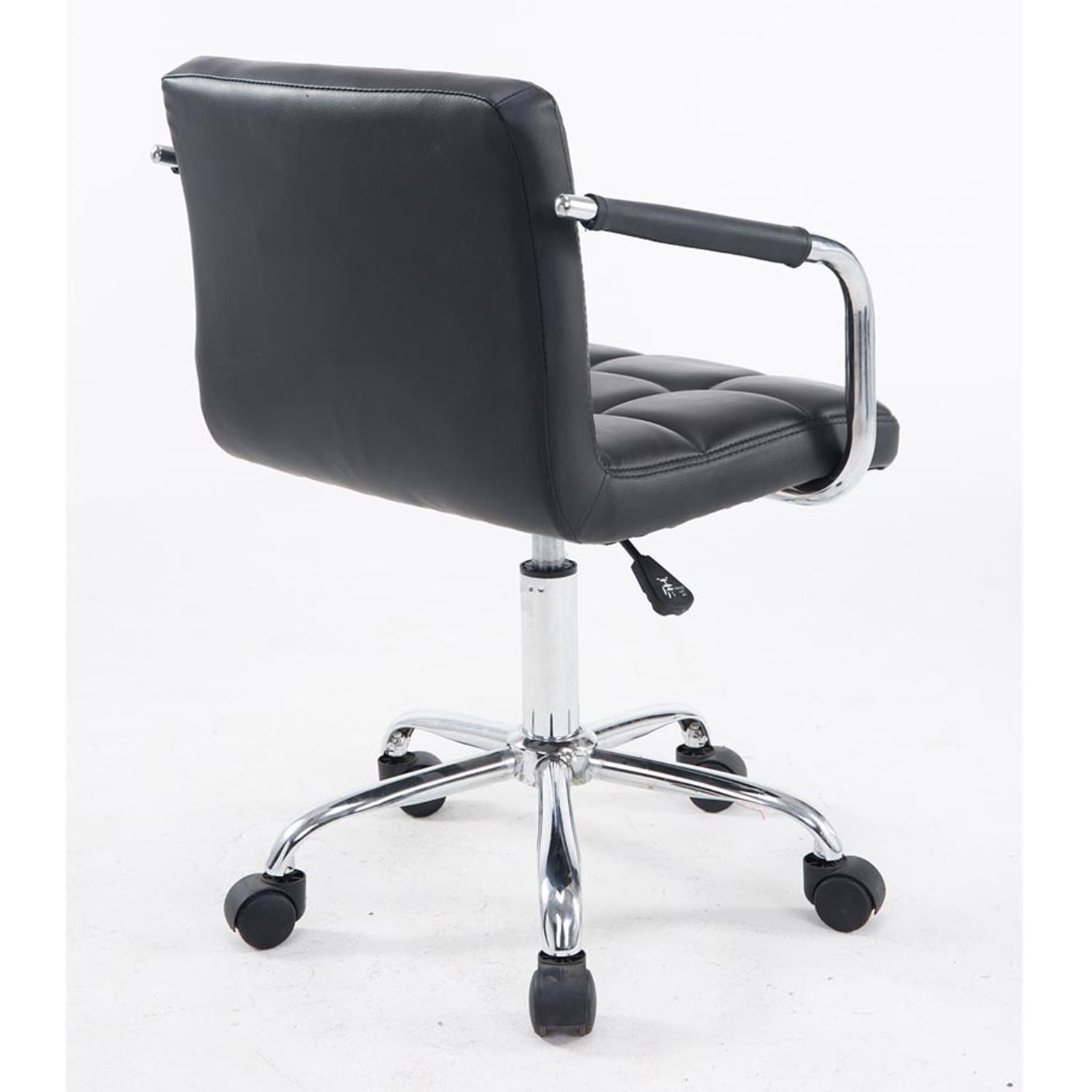 Silla de Oficina BETTY, Gran Acolchado, Estructura Metálica, en Piel color Negro