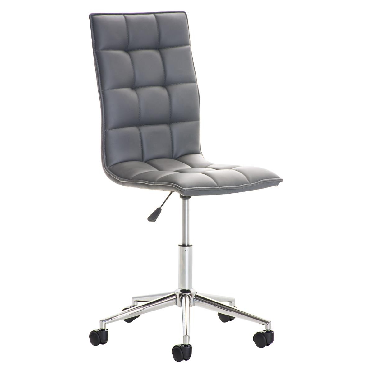 Silla de Oficina BULGARI, Precioso Diseño, Base Metálica, tapizada en Piel color Negro