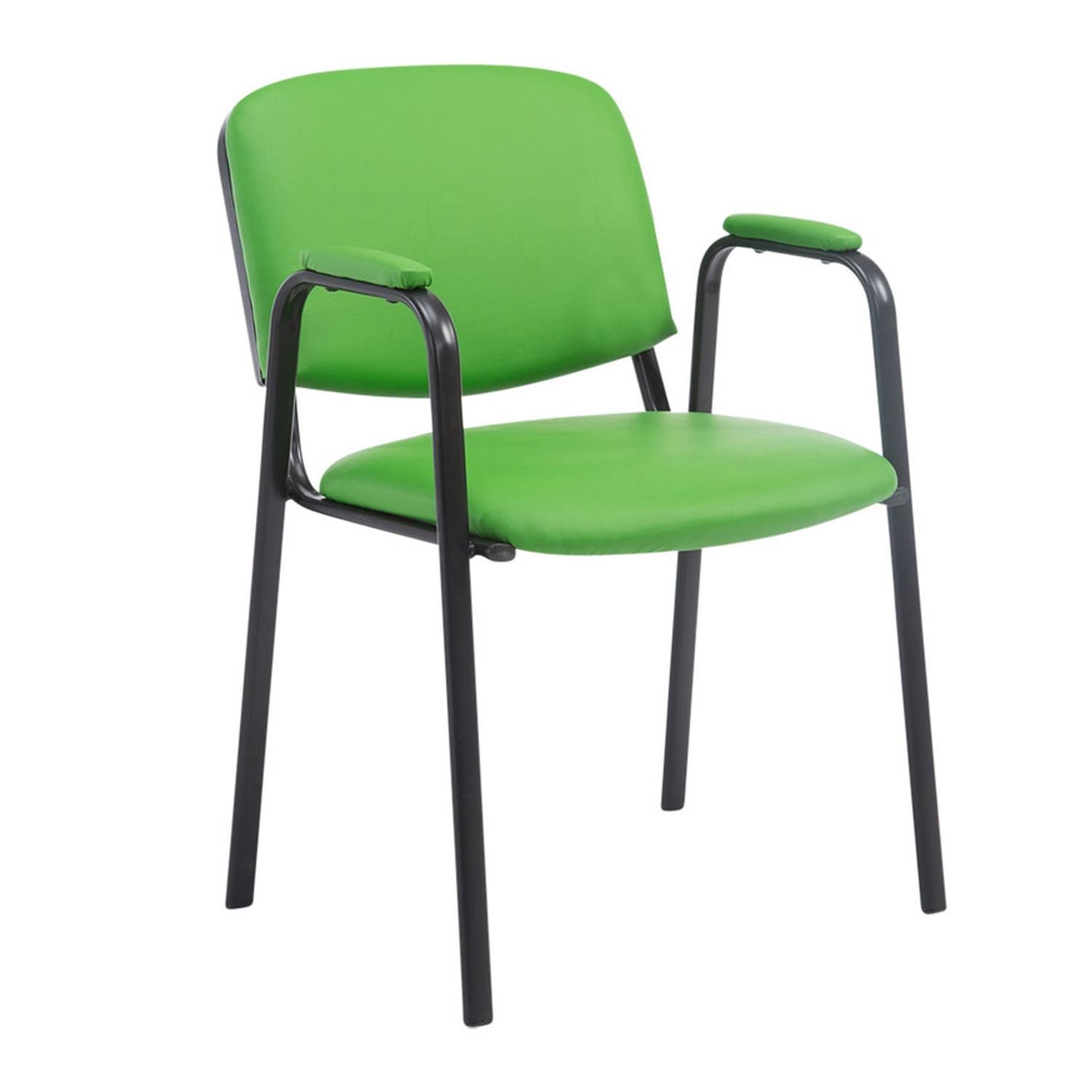 Silla de Confidente MOBY PIEL CON BRAZOS, Cómoda y Práctica, Patas Negras, Color Negro