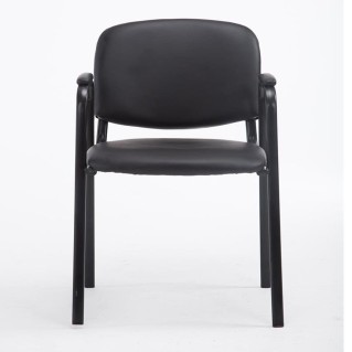 Silla de confidente MOBY PIEL CON BRAZOS, patas negras, color negro 2
