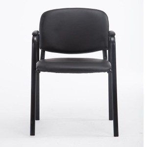 Silla de confidente MOBY PIEL CON BRAZOS, patas negras, color negro
