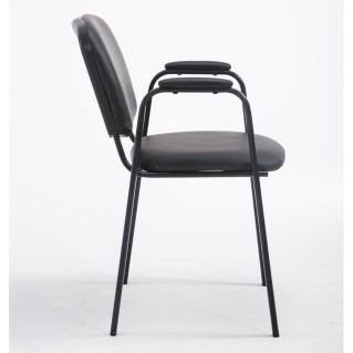 Silla de confidente MOBY PIEL CON BRAZOS, patas negras, color negro 2