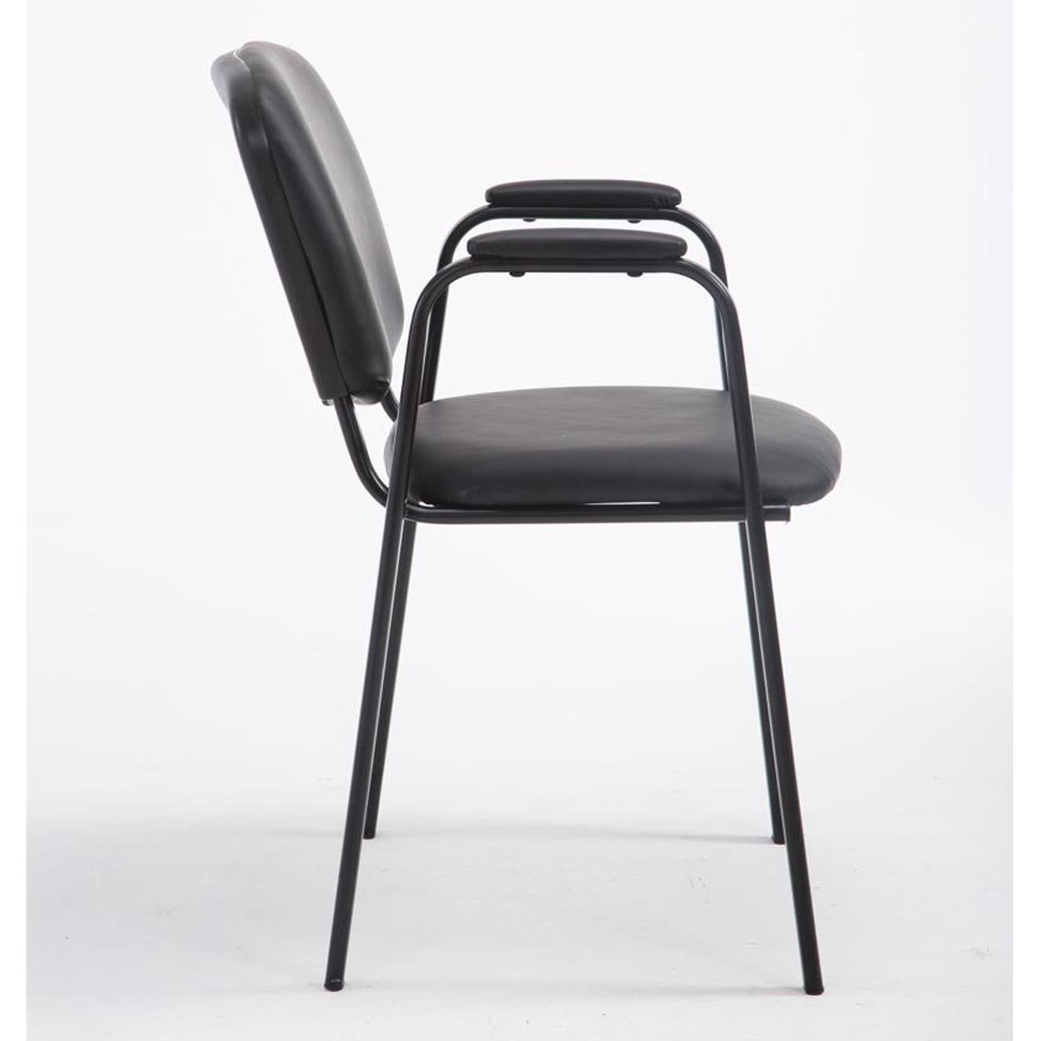 Silla de Confidente MOBY PIEL CON BRAZOS, Cómoda y Práctica, Patas Negras, Color Negro