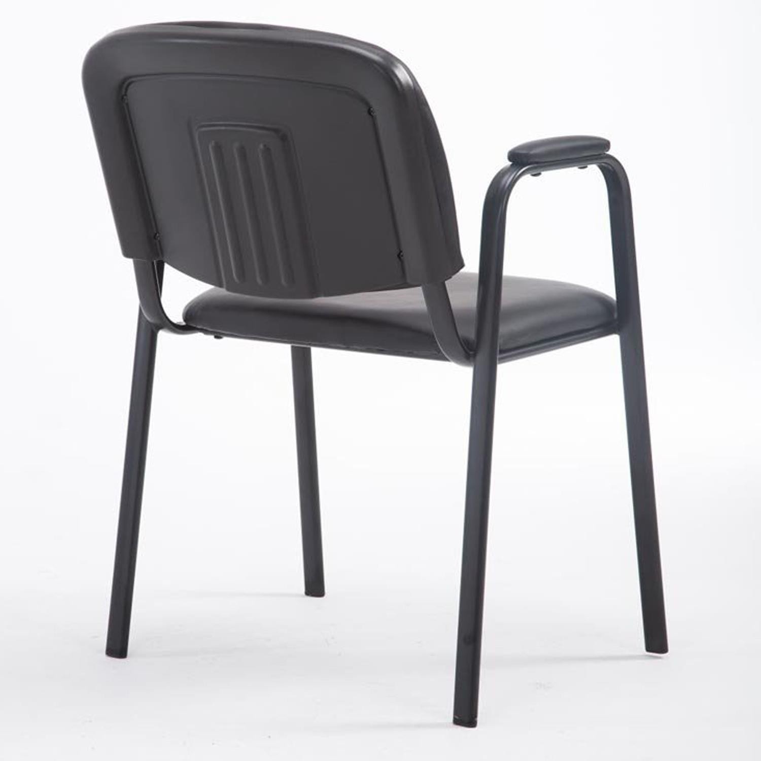 Silla de Confidente MOBY PIEL CON BRAZOS, Cómoda y Práctica, Patas Negras, Color Negro