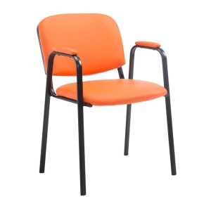 Silla de confidente MOBY PIEL CON BRAZOS, patas negras, color negro