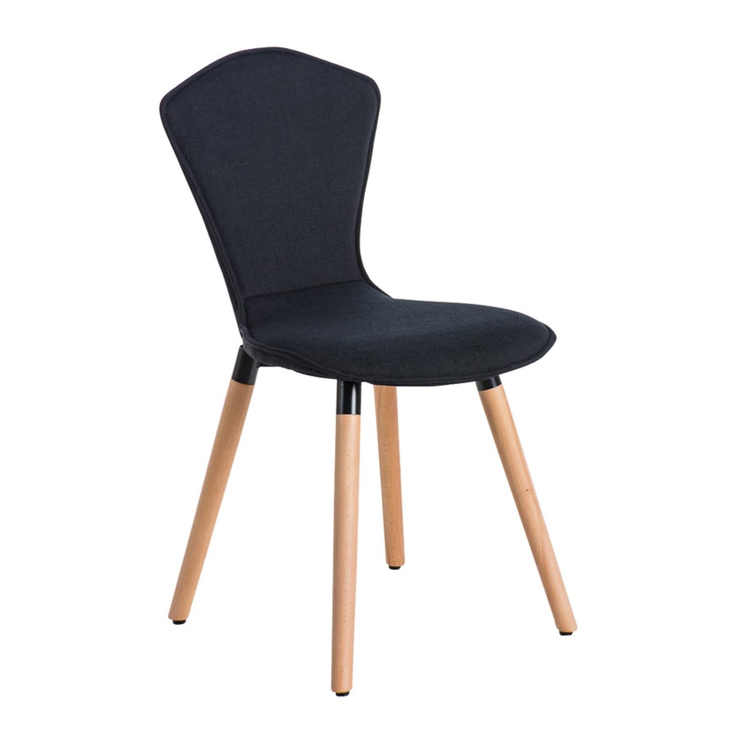 Silla de Confidente FELIKA, Patas de Madera, Gran Acolchado en Tela color Negro