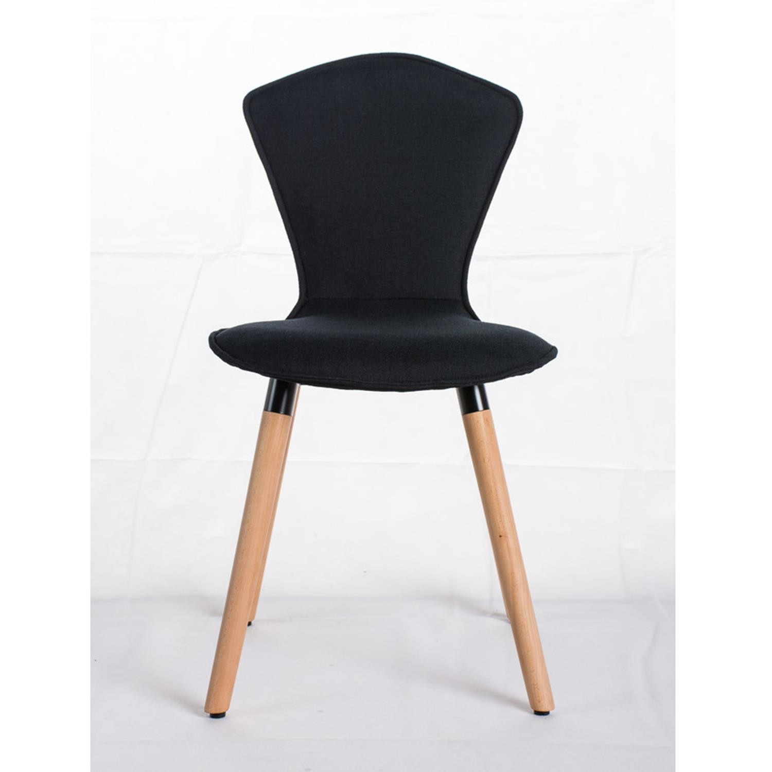 Silla de Confidente FELIKA, Patas de Madera, Gran Acolchado en Tela color Negro
