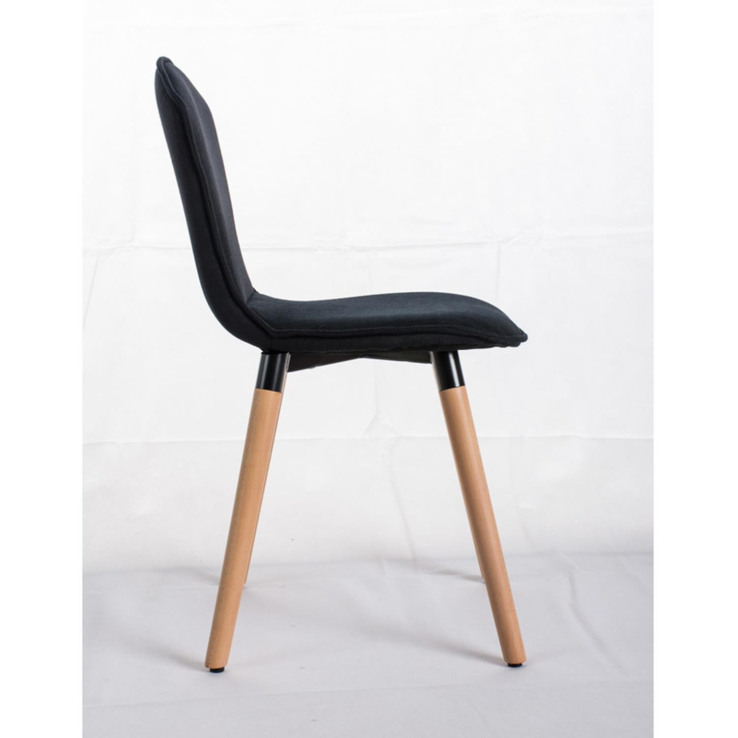 Silla de Confidente FELIKA, Patas de Madera, Gran Acolchado en Tela color Negro