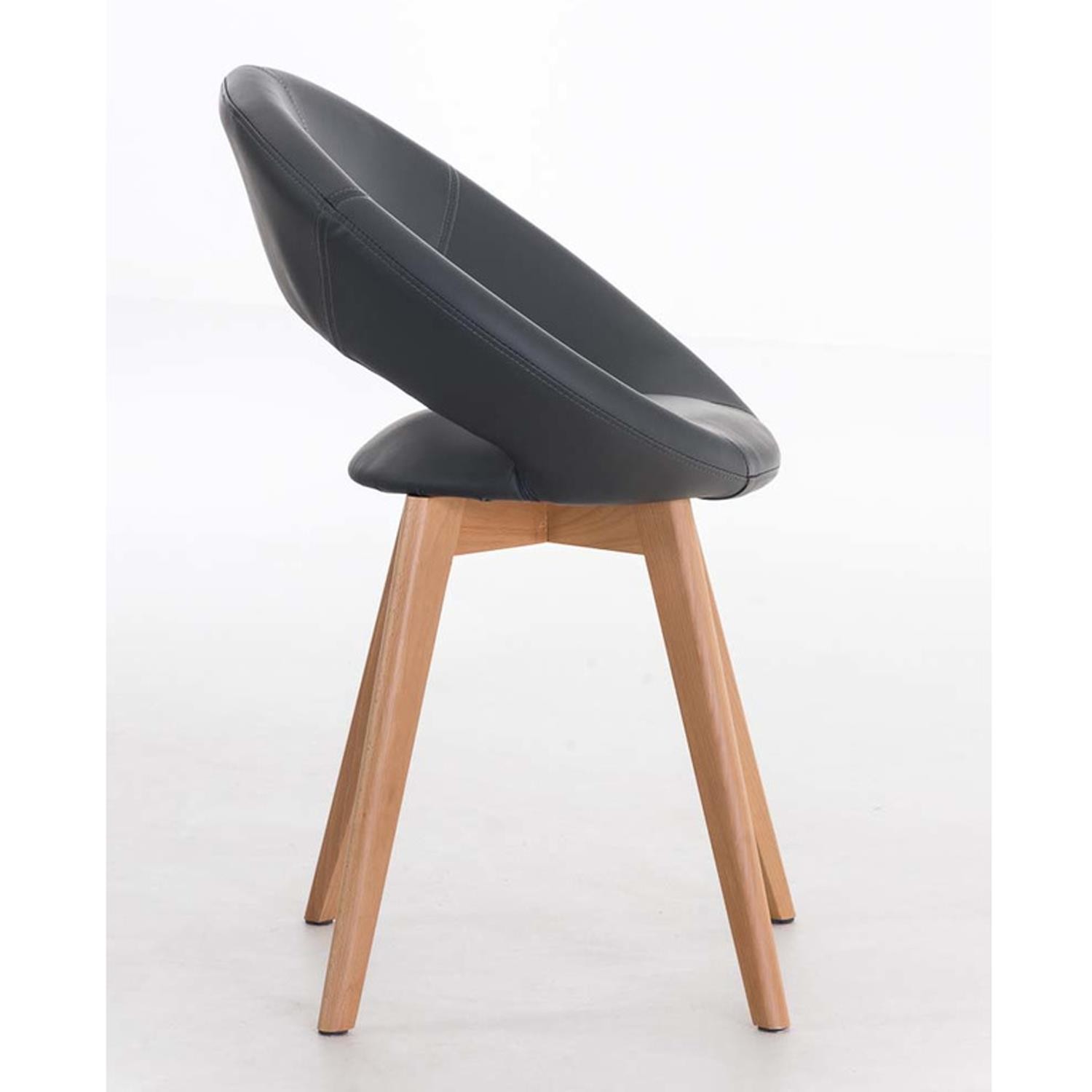 Silla de Confidente TIMY, Diseño Exclusivo, Patas de Madera, Gran Acolchado en Piel color Negro