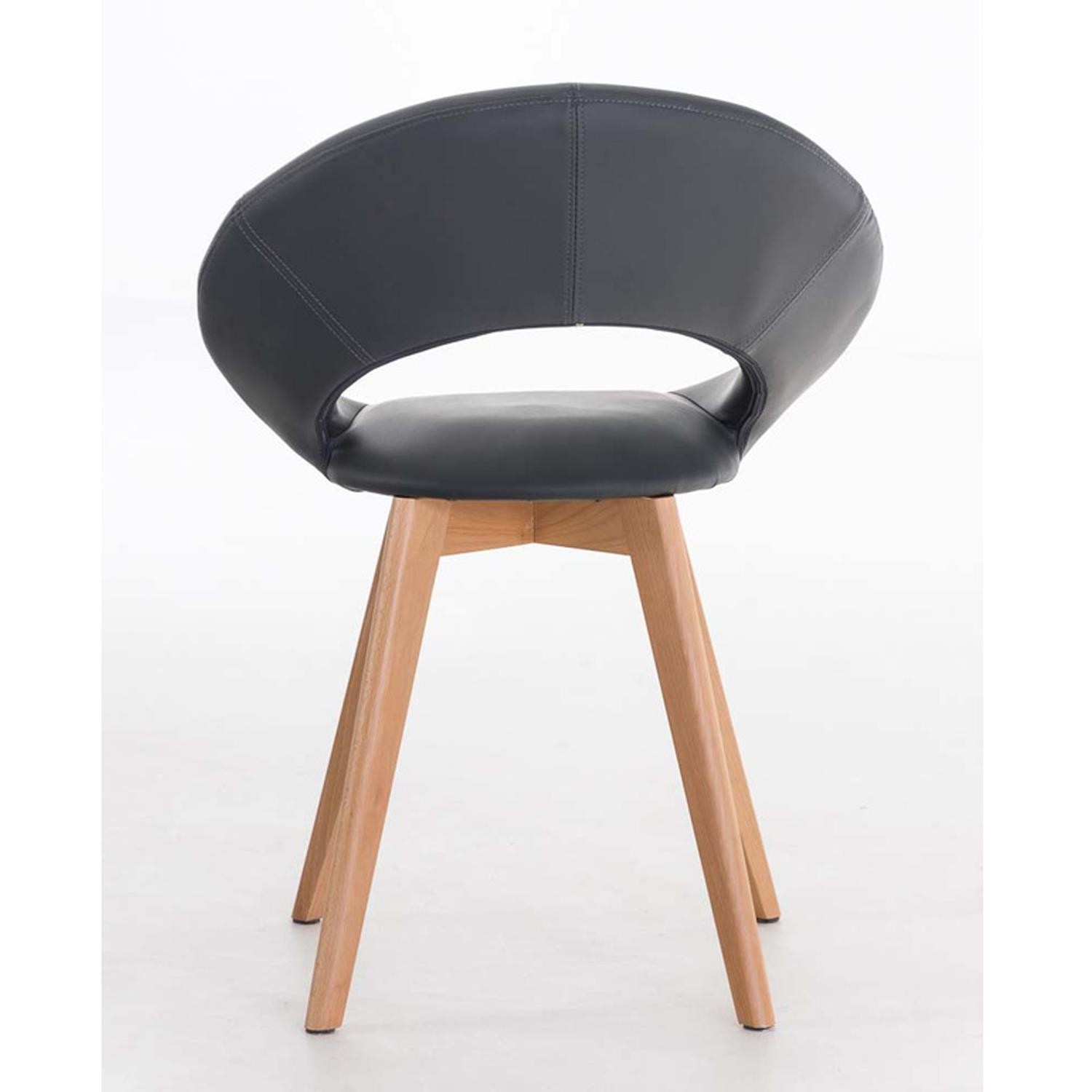 Silla de Confidente TIMY, Diseño Exclusivo, Patas de Madera, Gran Acolchado en Piel color Negro