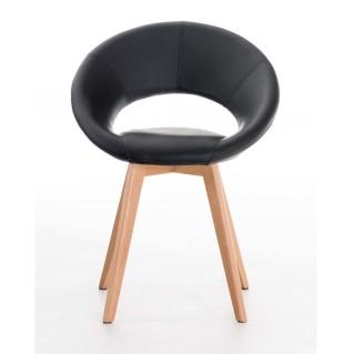 Silla de confidente TIMY, diseño exclusivo, gran acolchado en piel negra 2