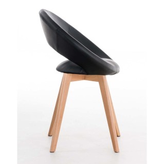 Silla de confidente TIMY, diseño exclusivo, gran acolchado en piel negra 2