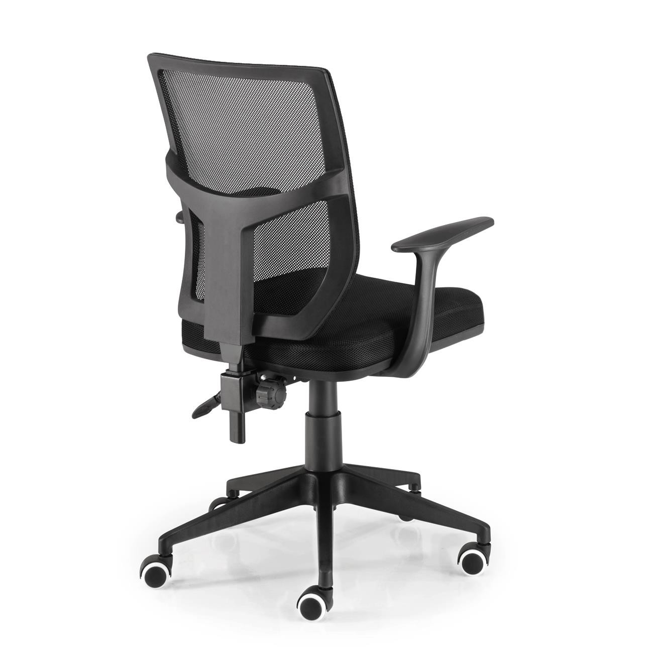 Silla de Oficina JADE, Respaldo Ajustable, Mecanismo Basculante, En Malla y Tela Negra