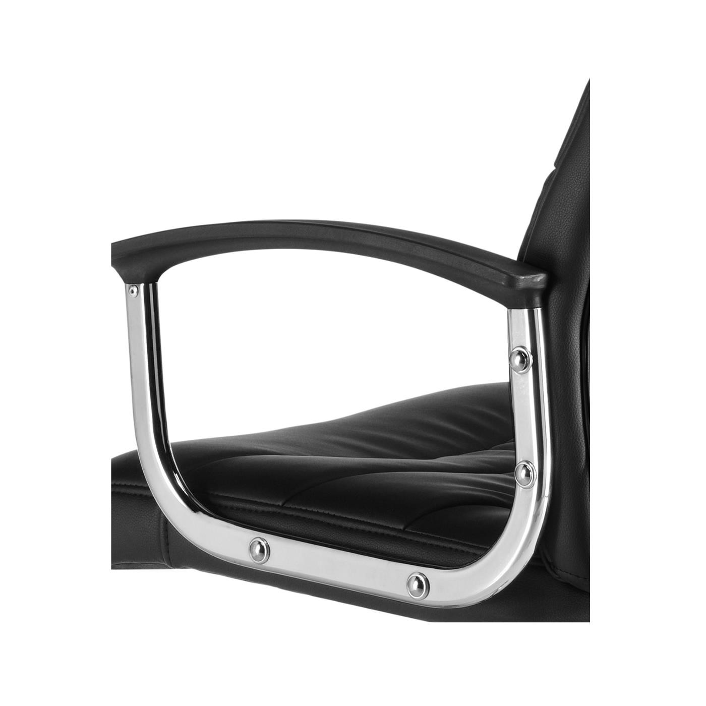Sillón de Oficina JULIEN, Base y Reposabrazos en Metal, Elegante Diseño, En Piel Negra