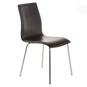 Silla de Confidente MIKI, tapizada en piel color negro