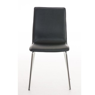 Silla de Confidente MIKI, tapizada en piel color negro 2