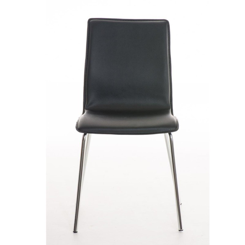 Silla de Confidente MIKI, tapizada en piel color negro