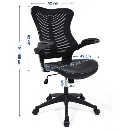 Silla de oficina PEKO, diseño ergonómico, en piel malla transpirable color negro