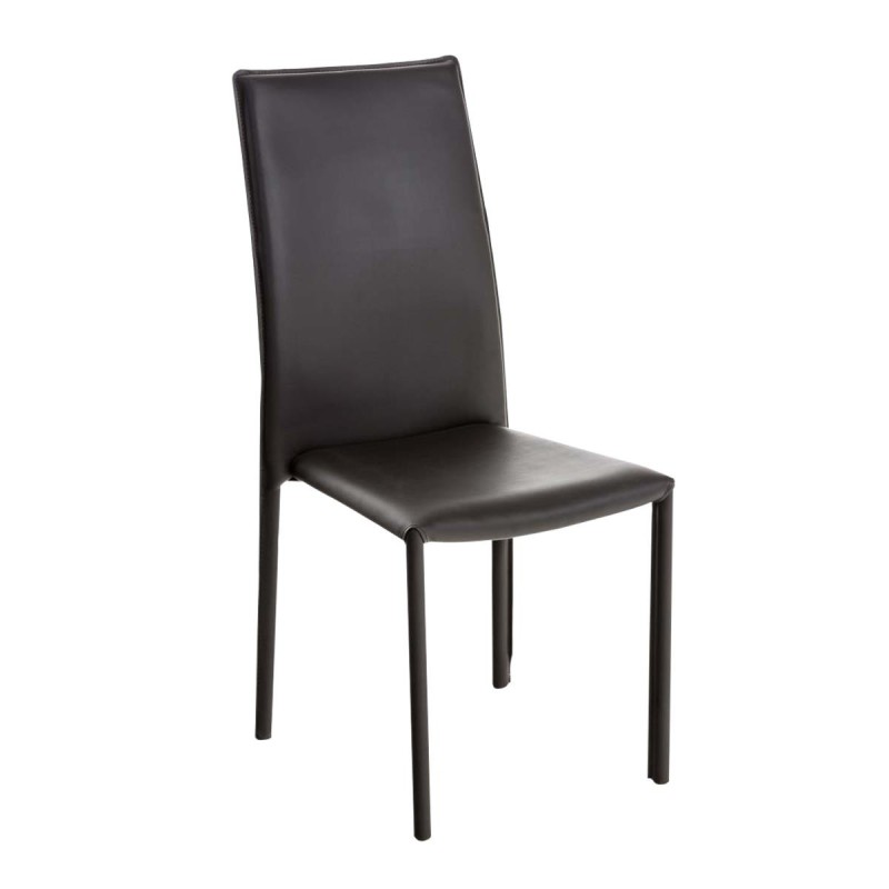 Silla de Confidente LAURA, tapizada en piel color negro