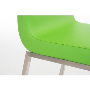 Silla de Confidente COLOMO, de acero inoxidable y tapizada en piel color negro