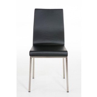 Silla de Confidente COLOMO, de acero inoxidable y tapizada en piel color negro 2