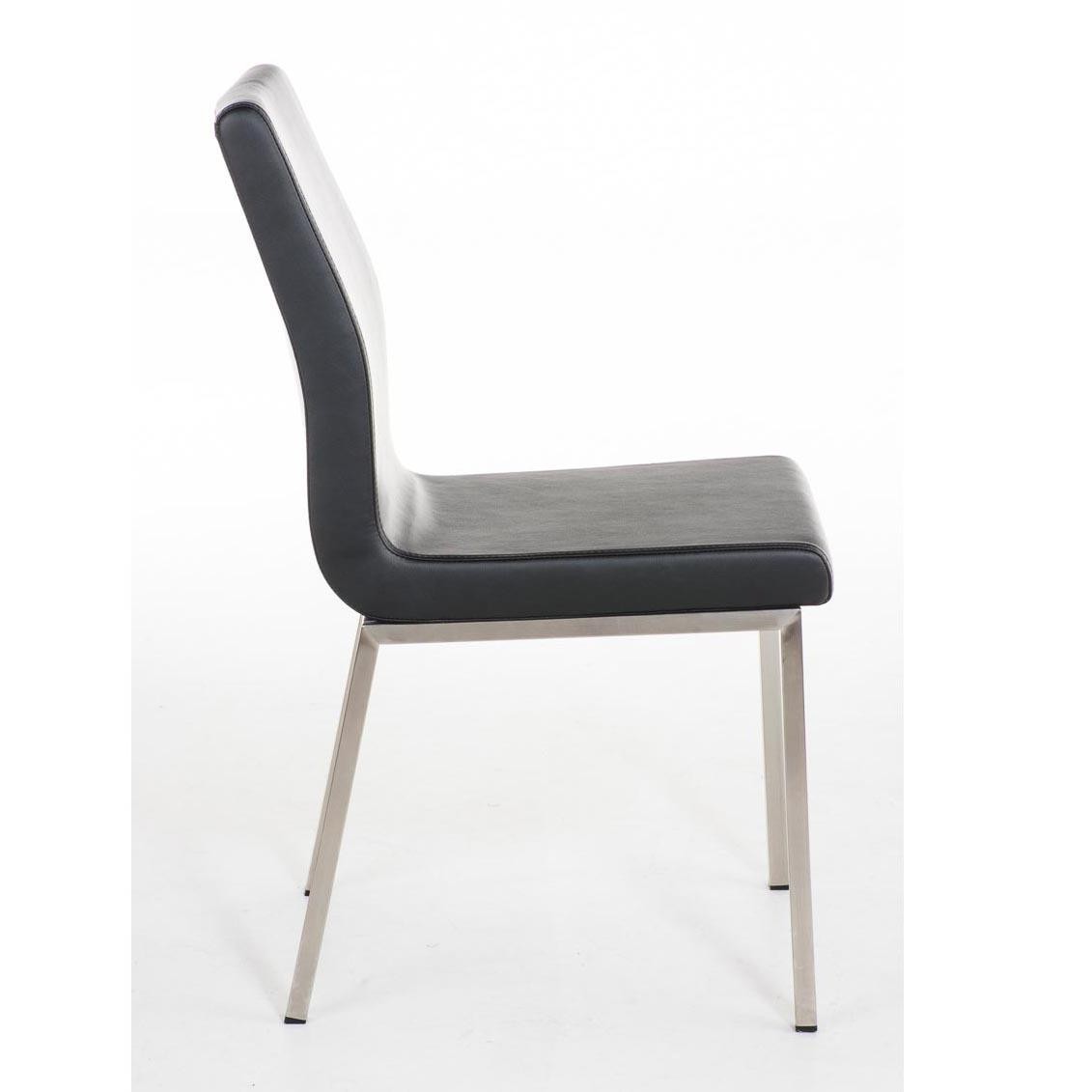 Silla de Confidente COLOMO, Gran Acolchado, Tapizada en Piel color Negro