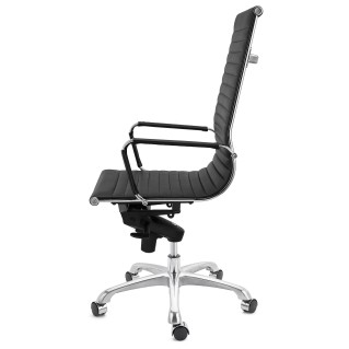 Silla de oficina DORIS, estructura cromada, en piel negra 2