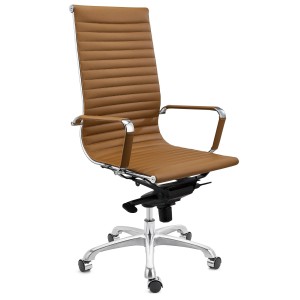 Silla de oficina DORIS, estructura cromada, en piel negra