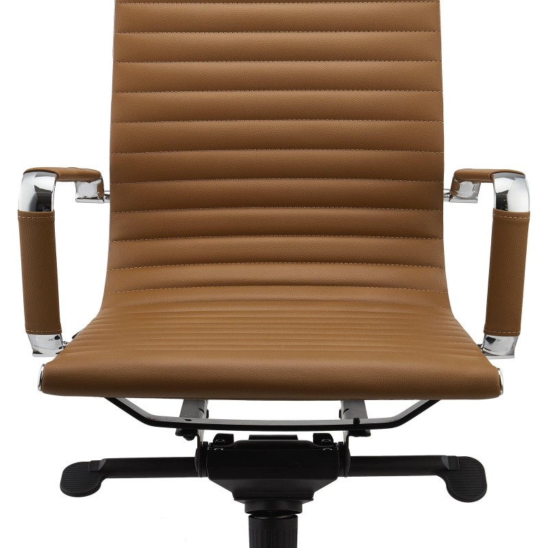 Silla de oficina DORIS, estructura cromada, en piel negra