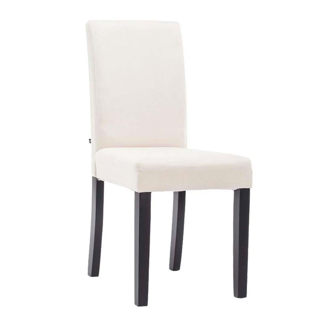 Silla de Confidente MITA TELA, Patas de Madera Negras, color Crema